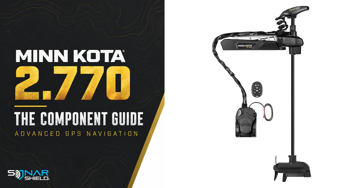 Official Minn Kota Ultrex QUEST motor, pedal and remote beside Advanced GPS 2.770 update guide