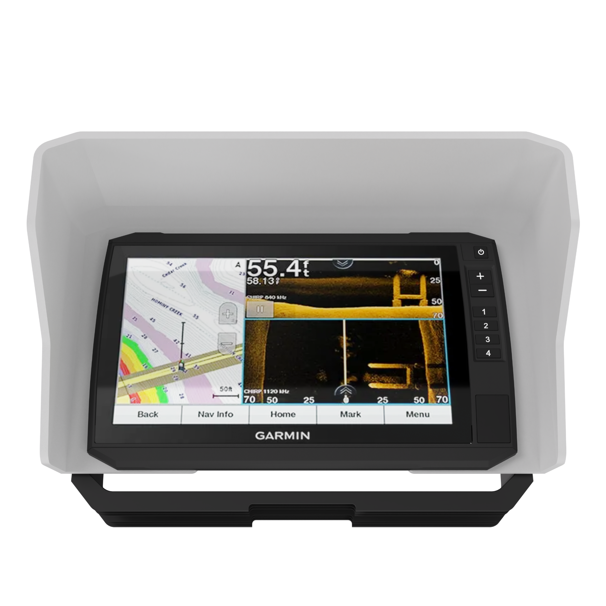 Garmin ECHOMAP UHD 93sv/94sv Sonnenblende/Fischfinder BOLT ON Visier – Apex Angeln Sonnenblende